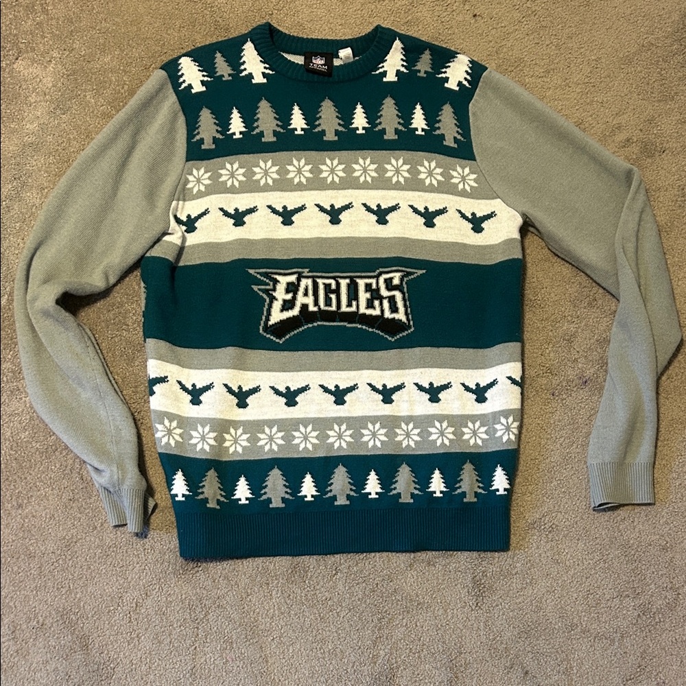 NFL Eagles Teal and Gray Crewneck Sweater
